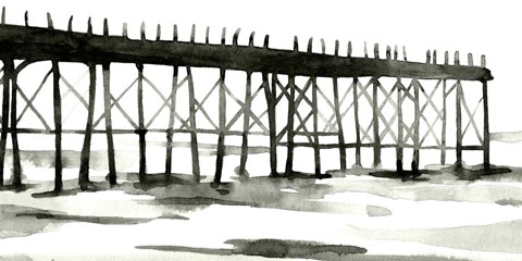 Framed Serene Pier I Print