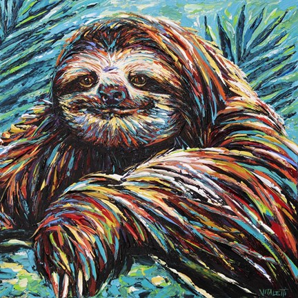 Framed Painted Sloth I Print