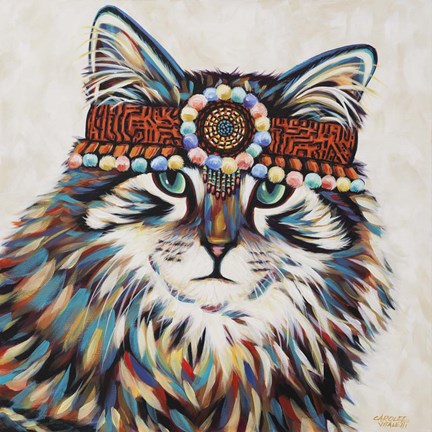 Framed Hippie Cat II Print