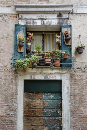 Framed Italian Window Flowers I Print