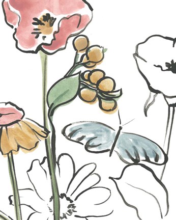 Framed Boho Florals V Print