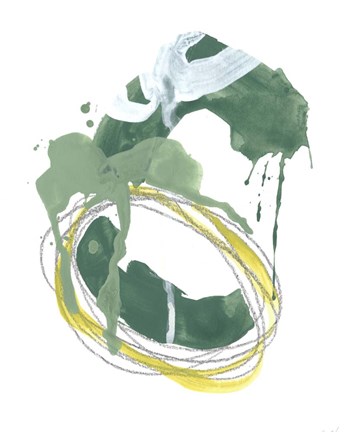 Framed Green Discus I Print