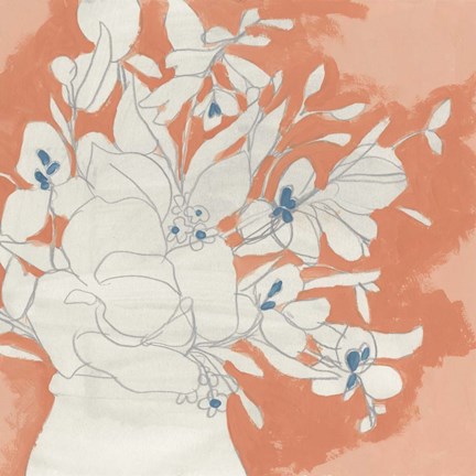 Framed Terracotta Flowers I Print