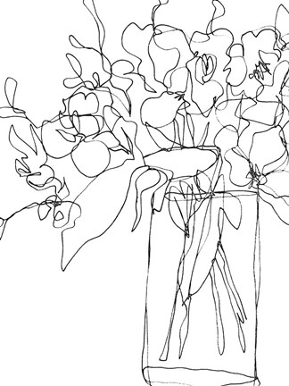 Framed Contour Bouquet II Print