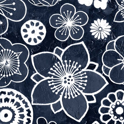 Framed Navy Cascade I Print