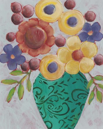 Framed Sunny Floral I Print