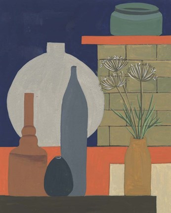 Framed Vases on a Shelf IV Print