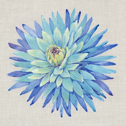 Framed Floral Portrait on Linen I Print