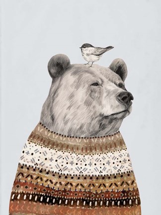 Framed Fair Isle Bear I Print