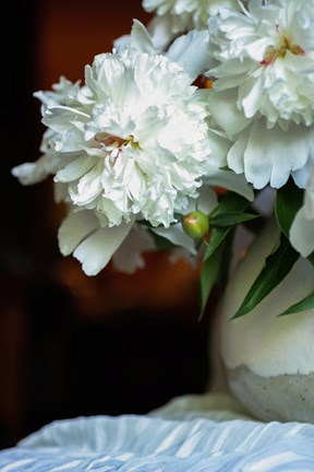 Framed White Peonies In Cream Pitcher 4 Print