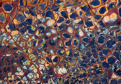 Framed Layers Of Worn Auto Paint Abstract 1 Print