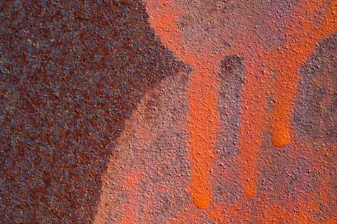 Framed Details Of Rust And Paint On Metal 14 Print