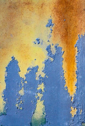 Framed Details Of Rust And Paint On Metal 19 Print