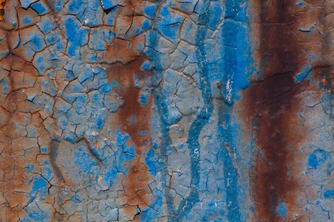 Framed Details Of Rust And Paint On Metal 26 Print