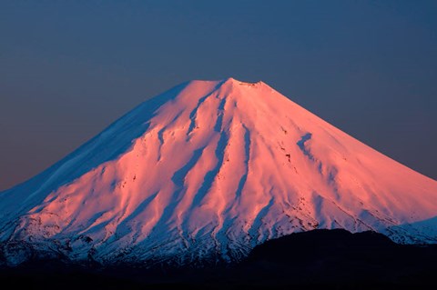 Framed Alpenglow On Mt Ngauruhoe At Dawn, Tongariro National Park, New Zealand Print