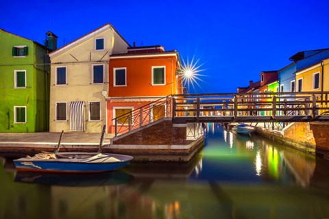 Framed Europe, Italy, Burano Sunset On Canal Print