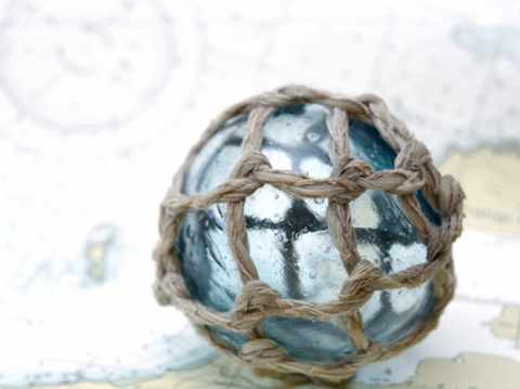 Framed Japanese Glass Fishing Float On Nautical Chart Print