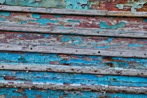 Framed Old Wooden Fishing Boat, California Print