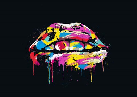 Framed Colorful Lips Print