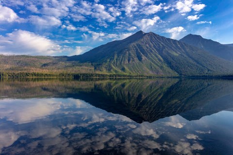 Framed Stanton Mountain Over A Calm Lake Mcdonald In Glacier National Park, Montana Print