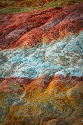 Framed Nevada, Overton, Valley Of Fire State Park Multi-Colored Rock Formation Print