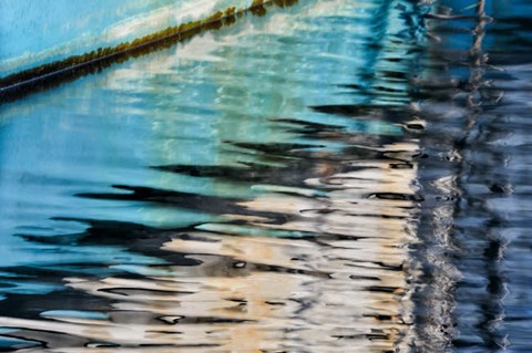 Framed Fishing Boat Colors Reflected In Charleston Marina, Oregon Print