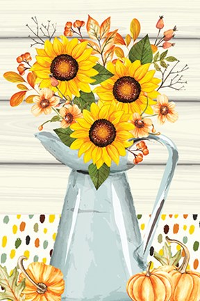 Framed Pumpkins and Sunflowers Print