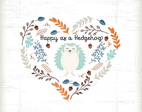 Framed Happy as a Hedgehog Print