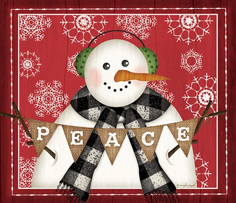 Framed Peace Snowman Print