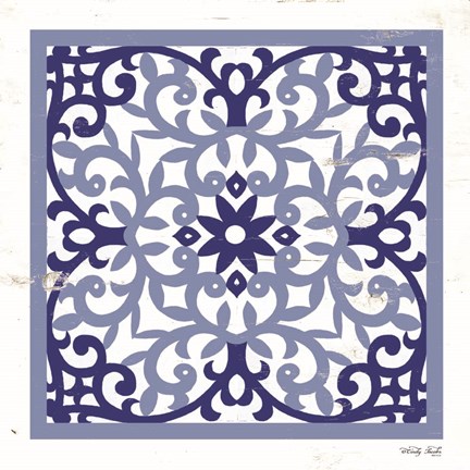 Framed Blue Tile V Print