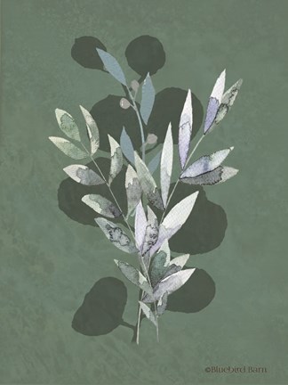 Framed Watercolor Greenery Series Dark I Print