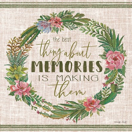 Framed Making Memories Succulent Wreath Print