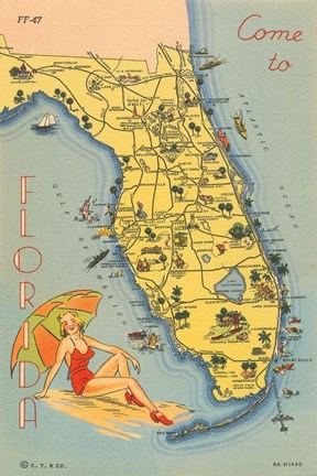 Framed Florida Postcard VI Print