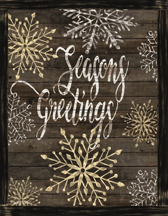 Framed Snowflake Seasons Greetings Print
