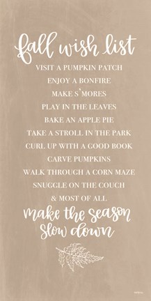 Framed Fall Wish List Print