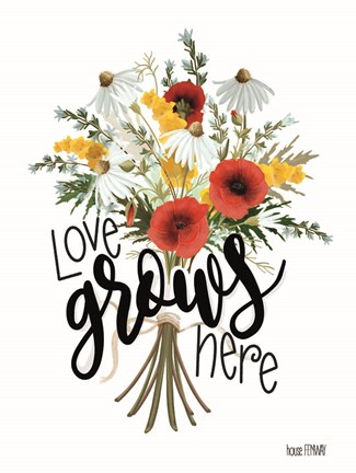 Framed Love Grows Here Print