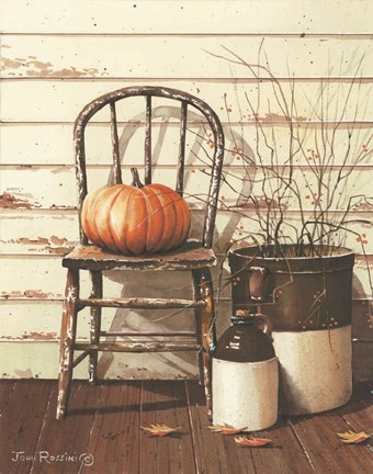 Framed Pumpkin &amp; Chair Print