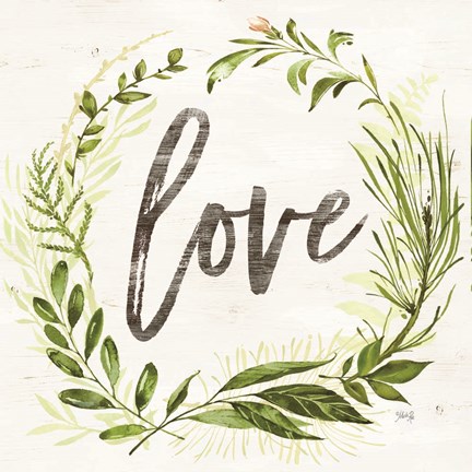 Framed Love Greenery Wreath Print