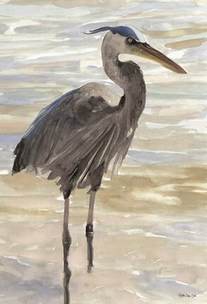 Framed Heron in Water Print