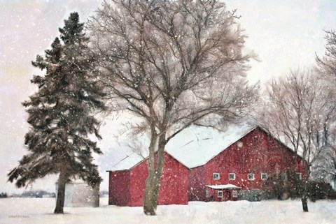 Framed Snowy Barn Print