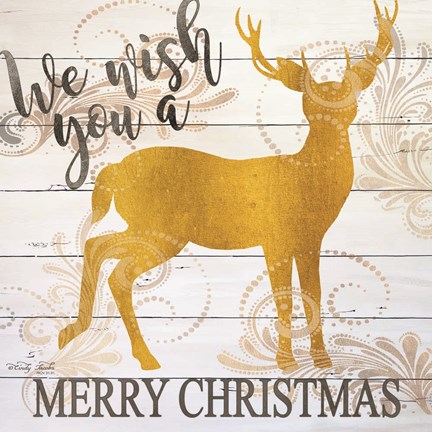 Framed We Wish You a Merry Christmas Deer Print
