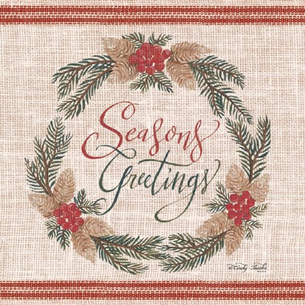 Framed Season&#39;s Greetings Wreath Print