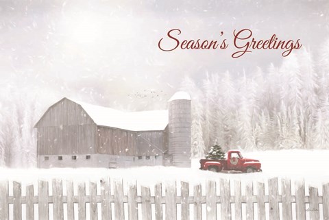 Framed Season&#39;s Greetings with Truck Print