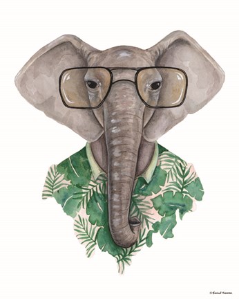 Framed Elephant in Eye Glasses Print