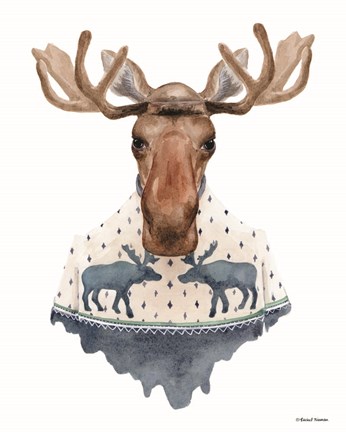 Framed Moose in a Moose Sweater Print