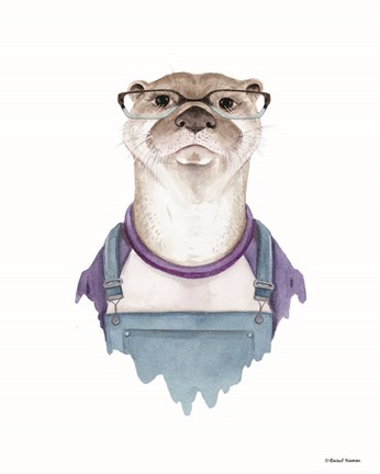 Framed Otter in Overalls Print