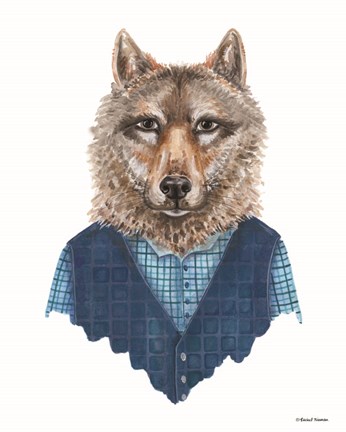 Framed Wolf in Waistcoat Print