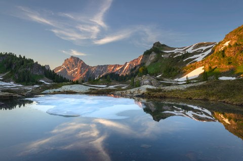 Framed Partially Thawed Tarn, Yellow Aster Butte Basin, North Cascades, Washington State Print