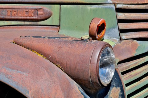 Framed Headlight On Old Truck Detail In Sprague, Washington State Print