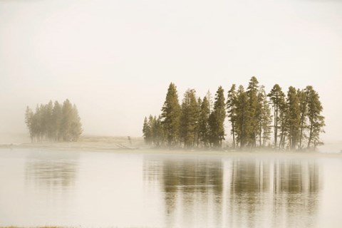 Framed Morning Fog Along The Yellowstone River In Yellowstone National Park Print